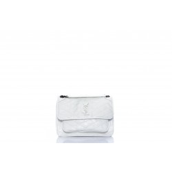 SAINT LAURENT NIKI MEDIUM CUIR VINTAGE FROISSE  MATELASSE FINITIONS ARGENT