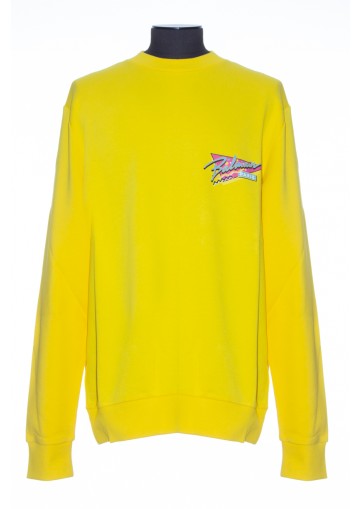 BALMAIN SWEAT EN COTON JAUNE IMPRIMÉ LOGO BALMAIN PARIS MULTICOLORE