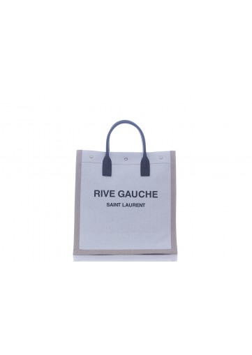 SAINT LAURENT NOE TOTE NORTH SOUTH TOILE DE LIN BLANCHE IMPRIMEE