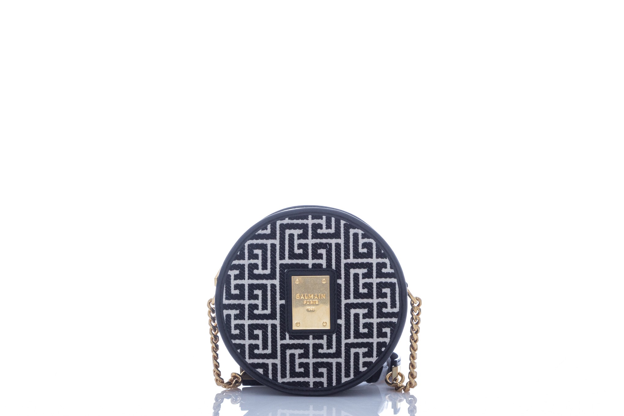 BALMAIN BICOLOR JACQUARD 1945 CIRCLE BAG