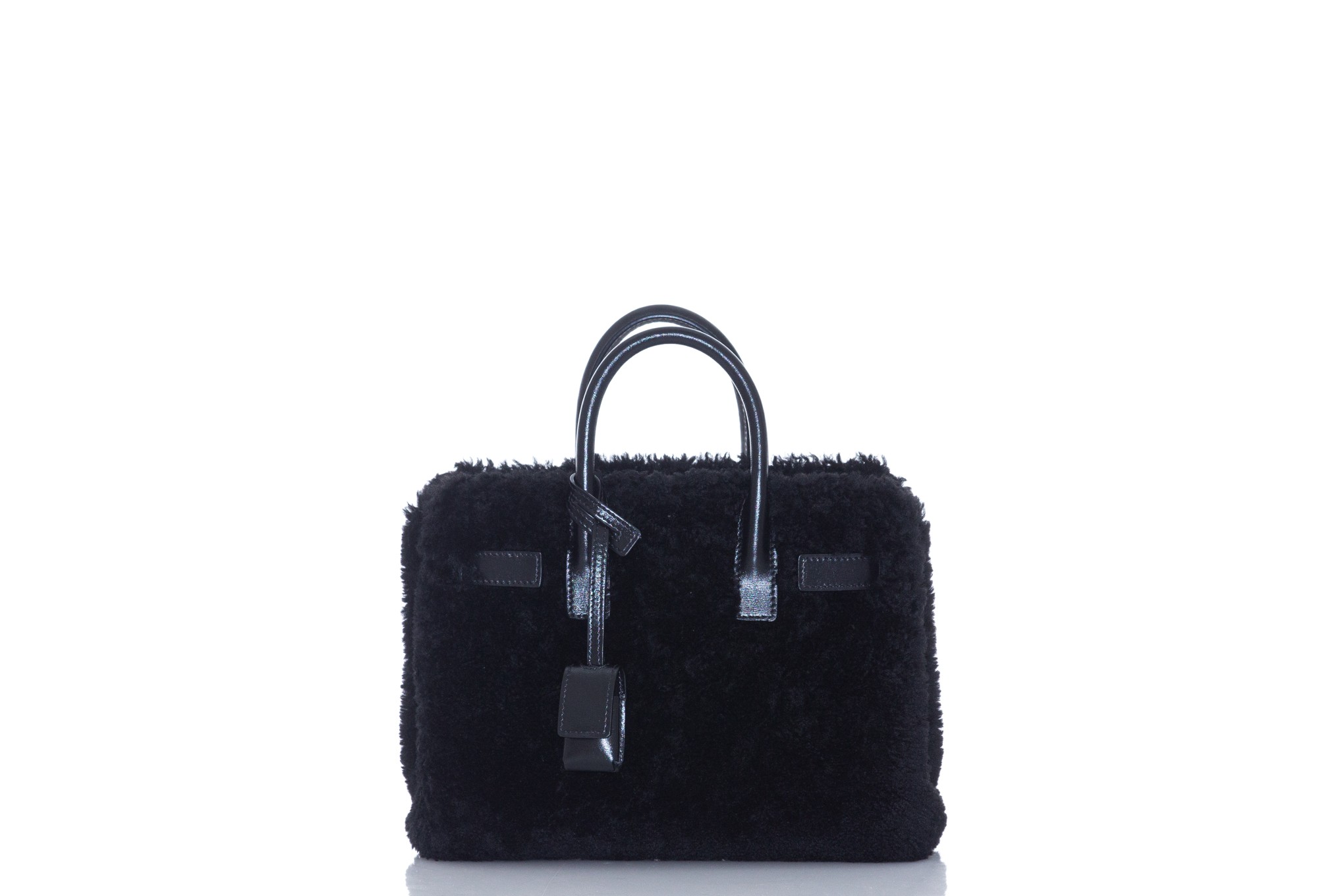 SAINT LAURENT CLASSIC SAC DE JOUR NANO EN SHEARLING DE MERINOS ET CUIR LISSE