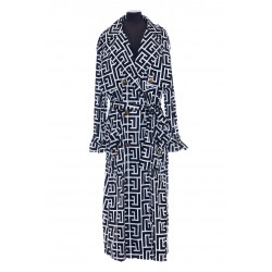 BALMAIN LONG MAXI MONOGRAM NYLON TRENCH