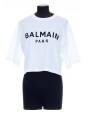 BALMAIN CROPPED BALMAIN PRINT T-SHIRT