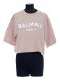 BALMAIN CROPPED BALMAIN PRINT T-SHIRT