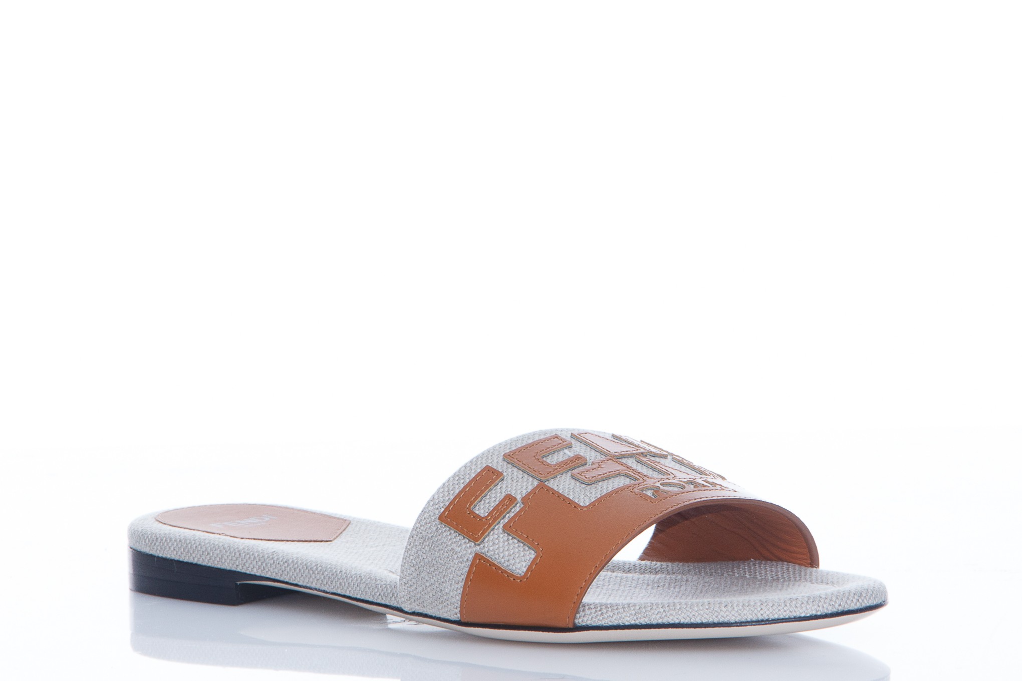 Fendi Logo Bicolor Flat Sandals | Smart Closet