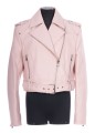 CROPPED BELTED LEATHER BIKER JACKET