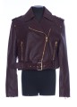 CROPPED BELTED LEATHER BIKER JACKET