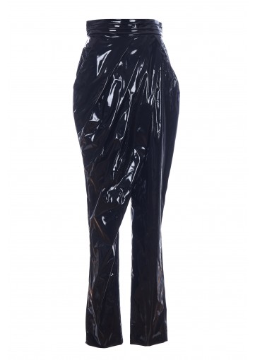 HW ASYMETRIC DRAPED VINYL PANTS