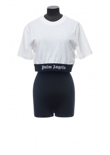 LOGO TAPE CROP TEE SHIRT