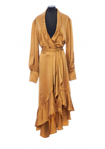 SILK WRAP MIDI DRESS