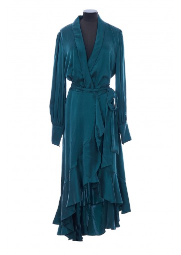 SILK WRAP MIDI DRESS