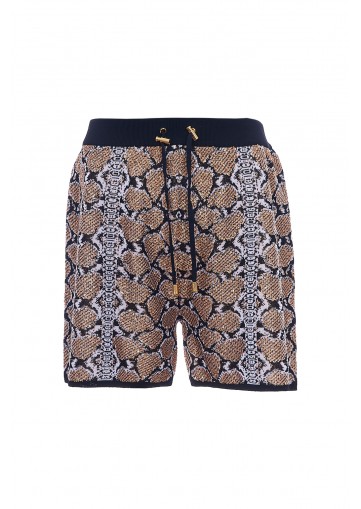 GLITTERED PYTHON KNIT SHORTS