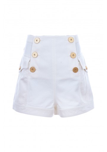 6 BTN WHITE DENIM SHORTS