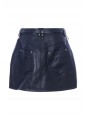 2 PKTS BELTED LEATHER TRAPEZE MINI SKIRT