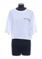 BALMAIN LAMINATED CROPPED T-SHIRT