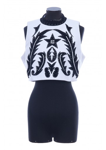 SL BAROQUE JERSEY CROPPED TOP