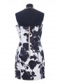 B&W ROSES PRINT SHORT LEATHER DRESS