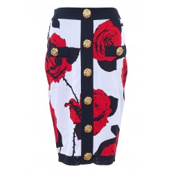 RED ROSES JQD KNEE KNIT SKIRT