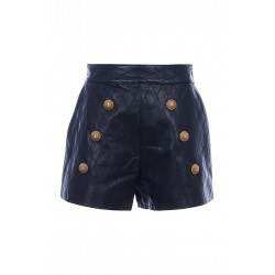 6 BTN QUILTED LEATHER SHORTS