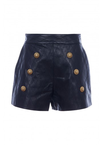 6 BTN QUILTED LEATHER SHORTS