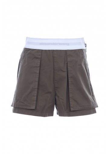 HIGH WAISTED CARGO RAVE SHORT WITH LOGO ELASTIC