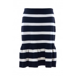 RUFFL DTL STRP SKIRT STRIPE WOOL PLAIN/