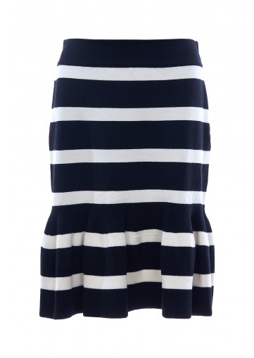 RUFFL DTL STRP SKIRT STRIPE WOOL PLAIN/