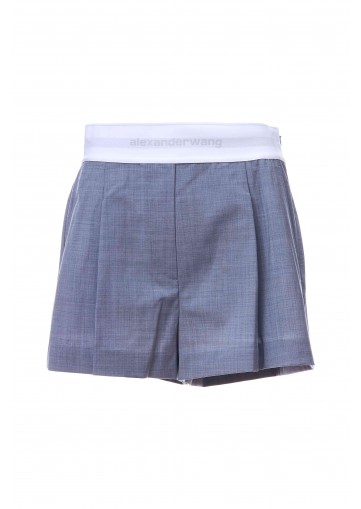 HIGH WAISTED PLEATED SHORT WITH LOGO ELASTIC