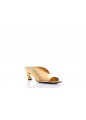 SANDAL LEATH PALM LAME GOLD HEEL