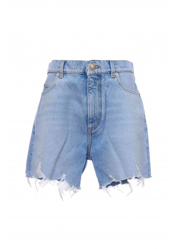 RAW EDGE LIGHT BLUE DENIM SHORTS