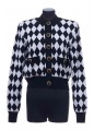 2 PKTS BUTTONED DIAMOND KNIT CARDIGAN