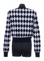 2 PKTS BUTTONED DIAMOND KNIT CARDIGAN