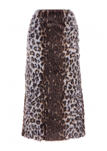 SKIRT-FAUX FUR LEOPARD JACQUARD