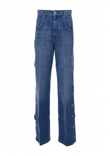 SNAP BLUE DENIM LOOSE JEANS