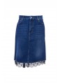 BLUE VINTAGE LACE DETAILED DENIM SKIRT