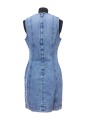 VINTAGE BLUE HARDWARE DETAILED DENIM DRESS