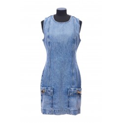 VINTAGE BLUE HARDWARE DETAILED DENIM DRESS