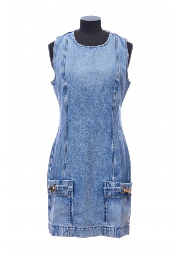 VINTAGE BLUE HARDWARE DETAILED DENIM DRESS