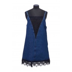 LACE 20S SLIP DENIM DRESS