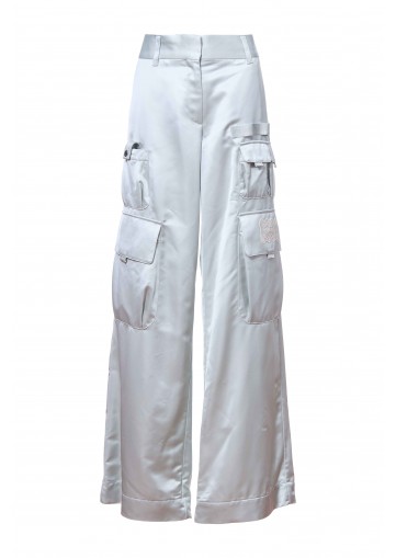 SATIN TOYBOX CARGO PANT MILKY