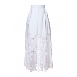 COTTON EMBROIDERED MIDI SKIRT