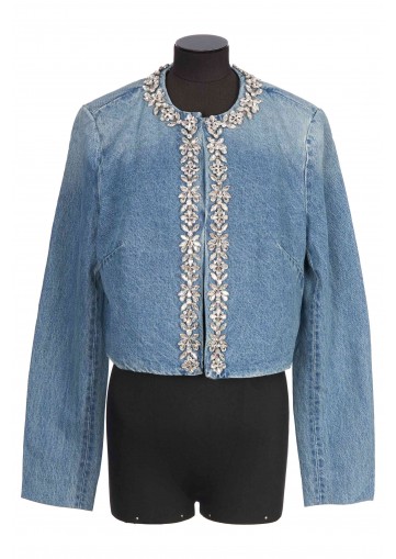 CRUSH EMBELLISHED DENIM JACKET