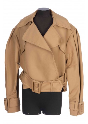 CRUSH CROPPED TRENCH COAT