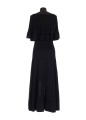 CRUSH PLEATED CAPE MAXI DRESS