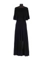 CRUSH PLEATED CAPE MAXI DRESS