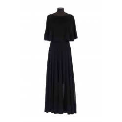 CRUSH PLEATED CAPE MAXI DRESS