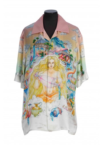 CHEMISE À MANCHES COURTES COL CUBAIN